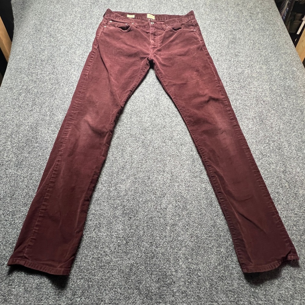 J.Crew 484 Slim Fit Corduroy Pants Mens 34x34 Burgundy Stretch Cord Trousers